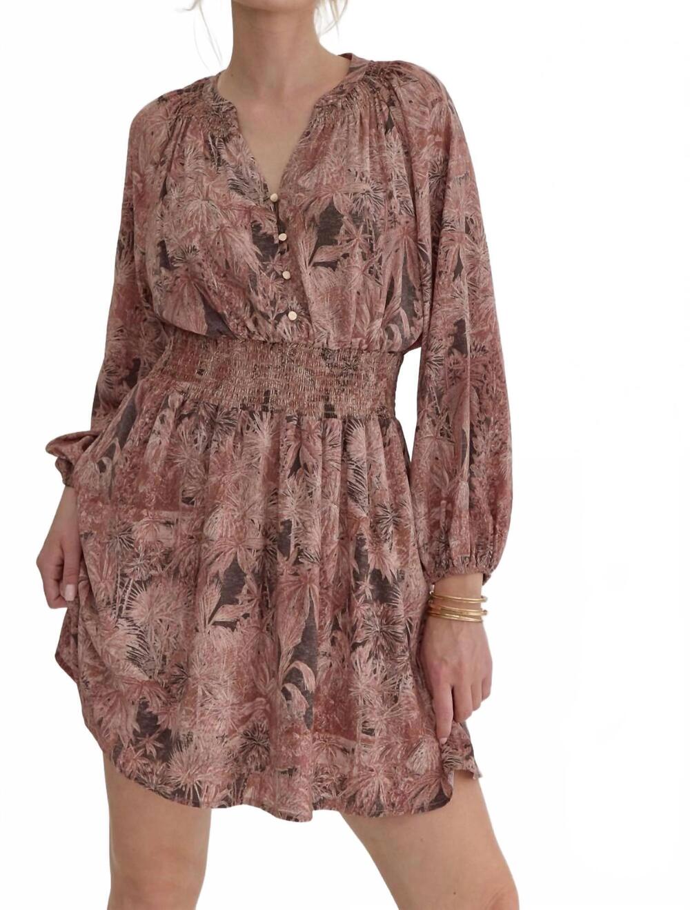 NEW ENTRO botanical dress in pink/grey